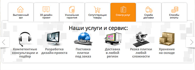 Пример контента во вкладках