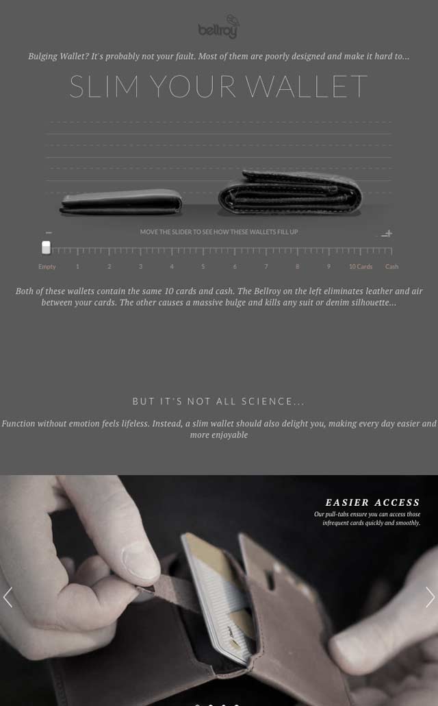 Bellroy - пример рекламного лендинга