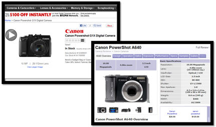 Пример страниц по запросу «Canon digital camera»
