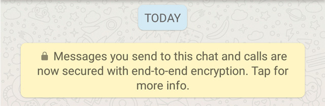 Сообщение о подключении шифрования WhatsApp